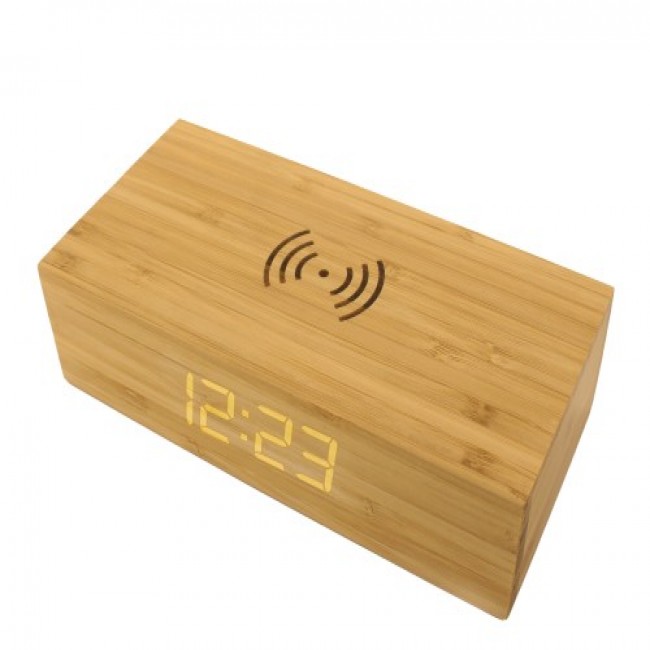 Bamboo-Wireless-Charger-with-Clock-Online Shopping-FHaN-1