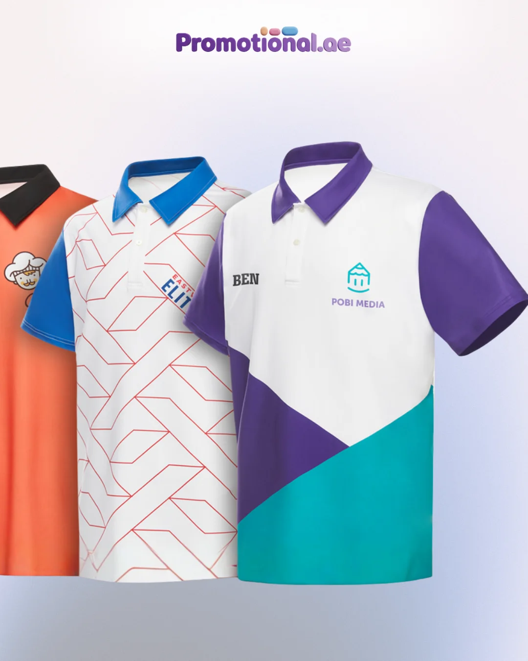 polo shirts with custom printed logo on the front