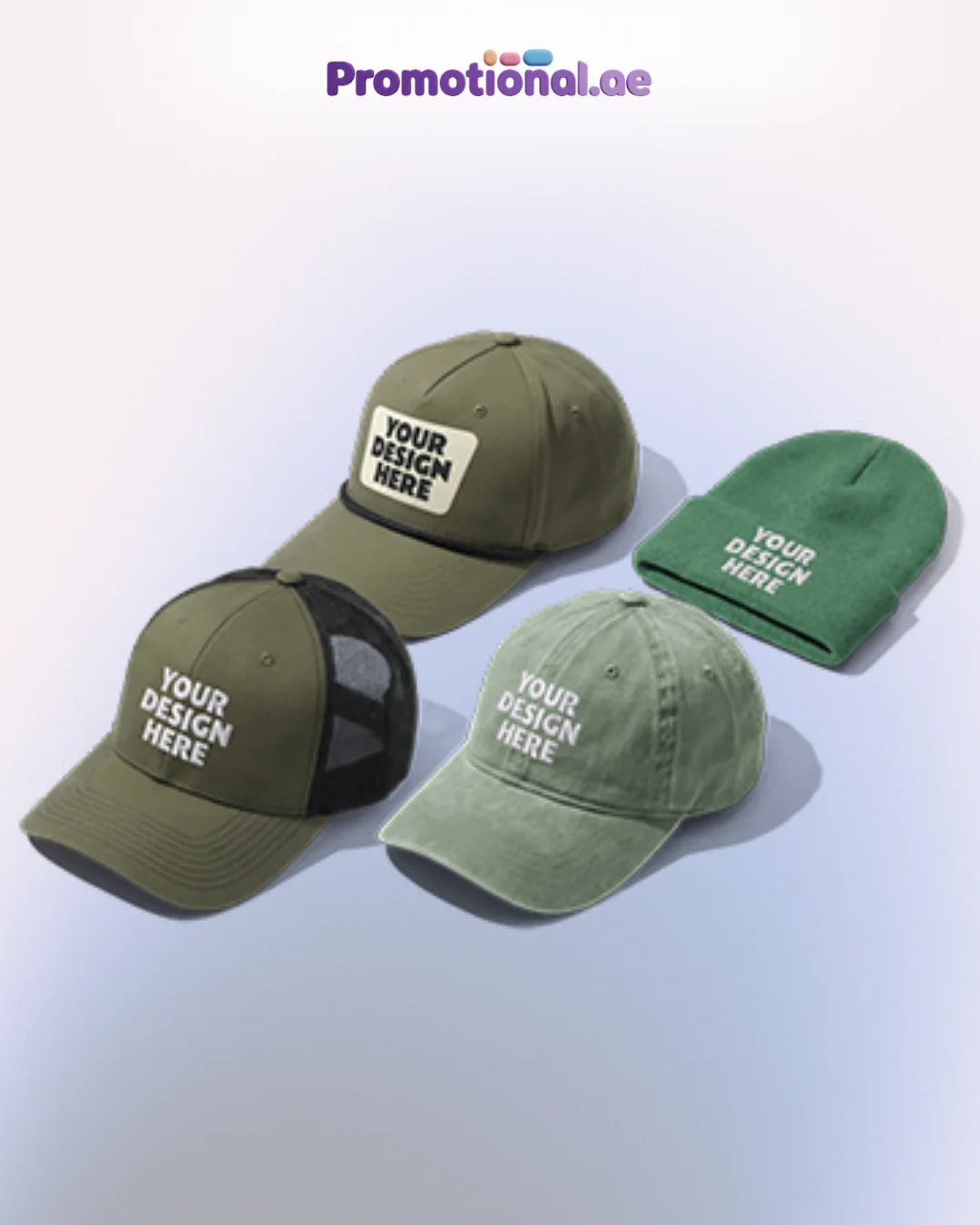 Cap with custom embroidered design on the front panel