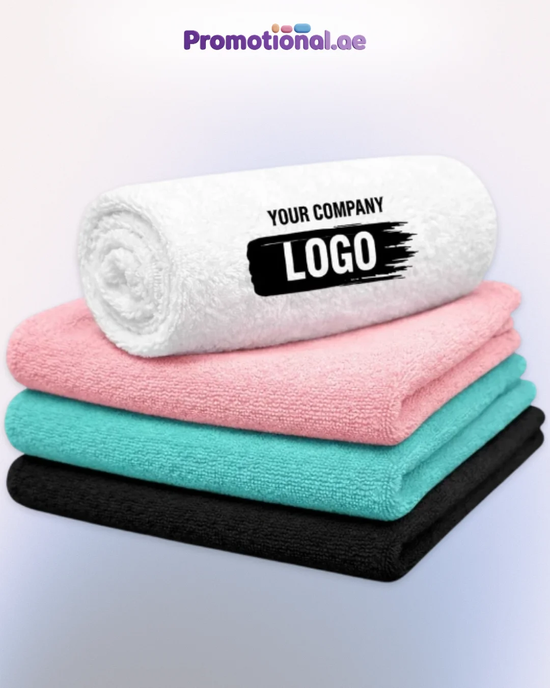 Folded cotton towel ready for custom logo printing or embroidery