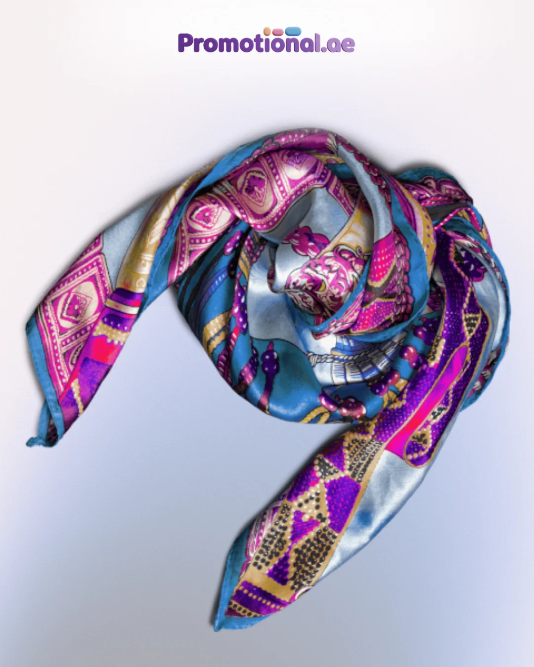 floral silk scarf with custom printed artwork design