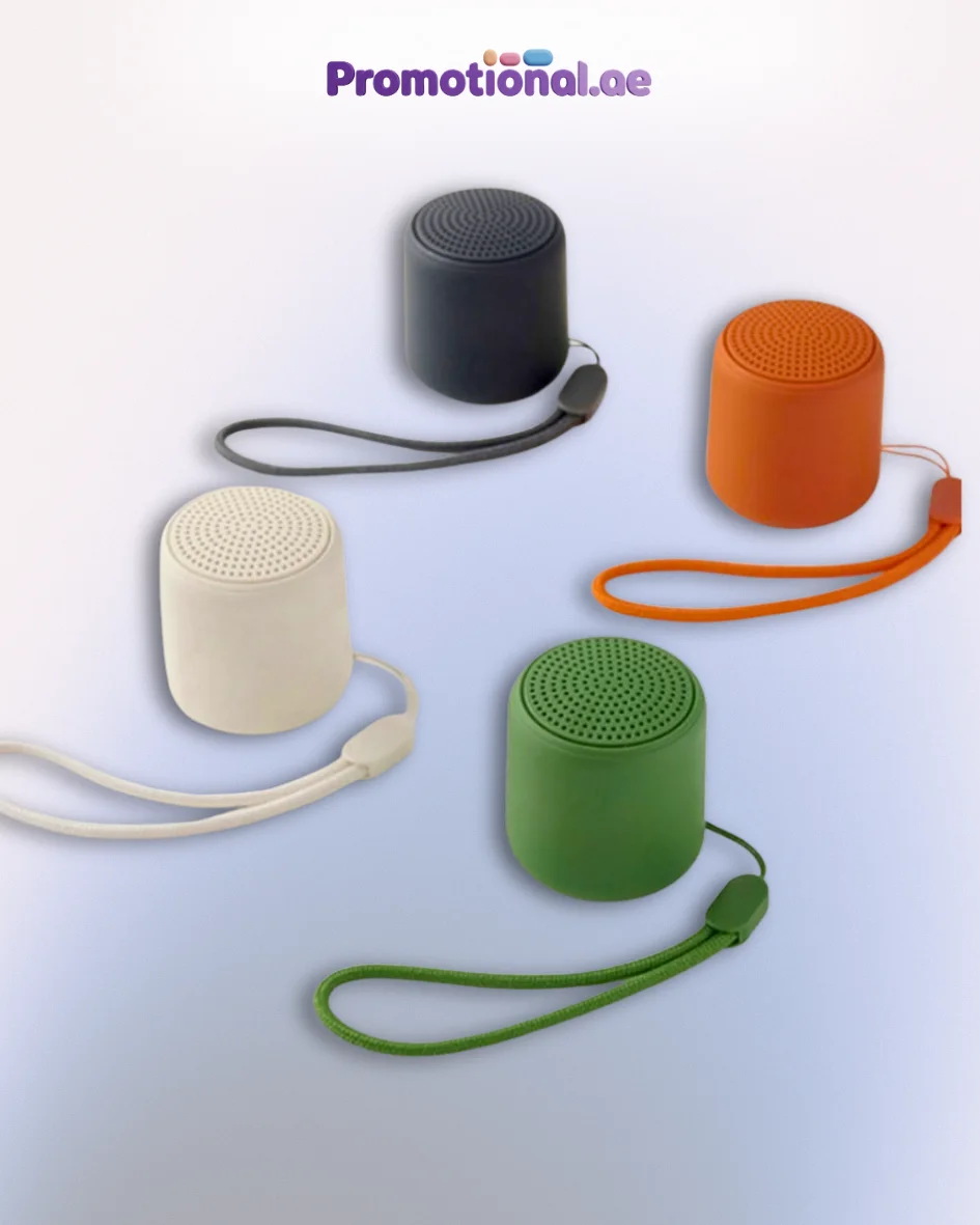 Branded portable Bluetooth speaker with custom logo printing in Dubai