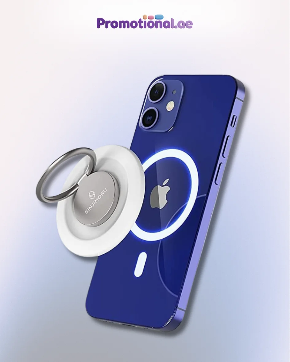 Customised metal phone ring grip with company logo for event giveaways in Dubai